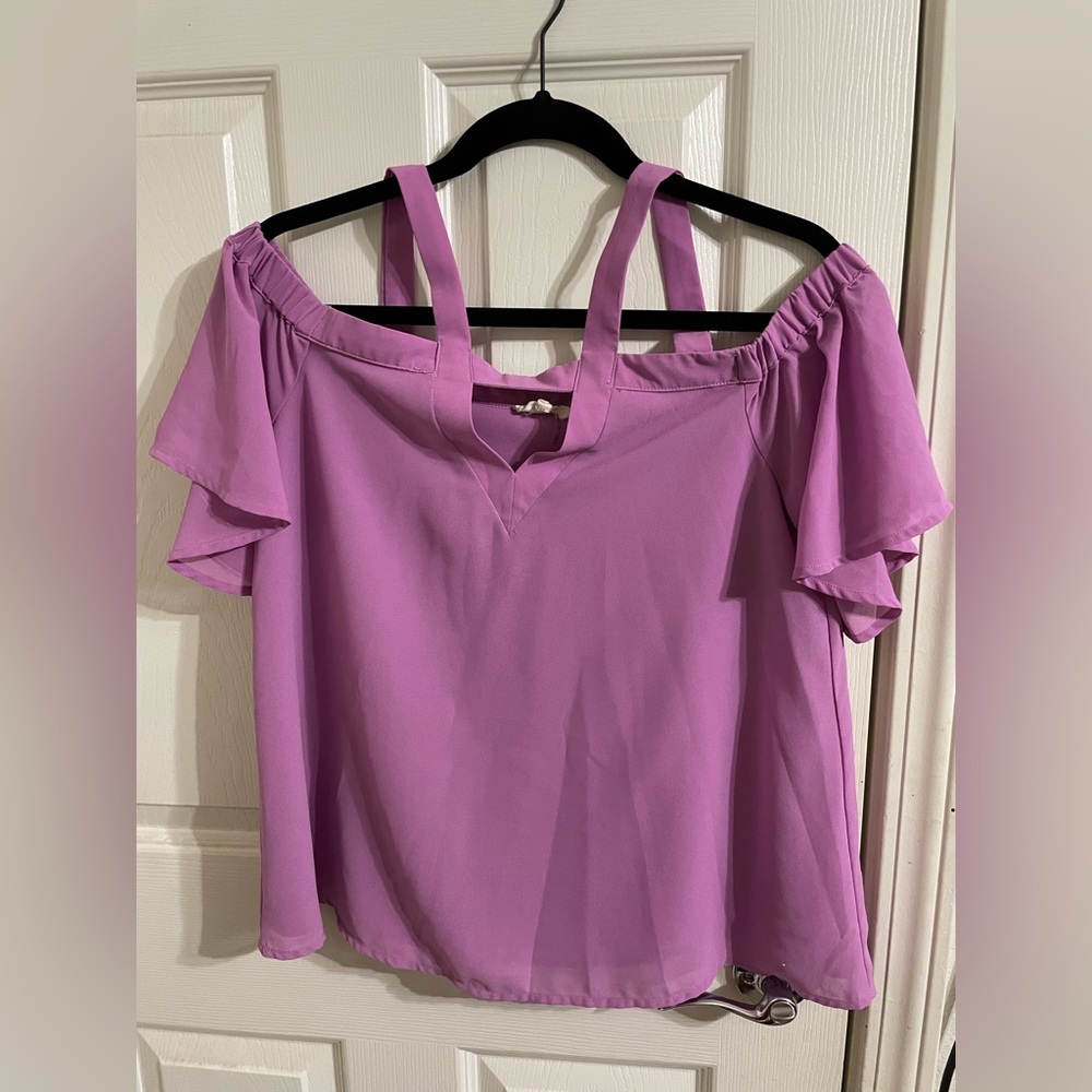 Purple off shoulder blouse
